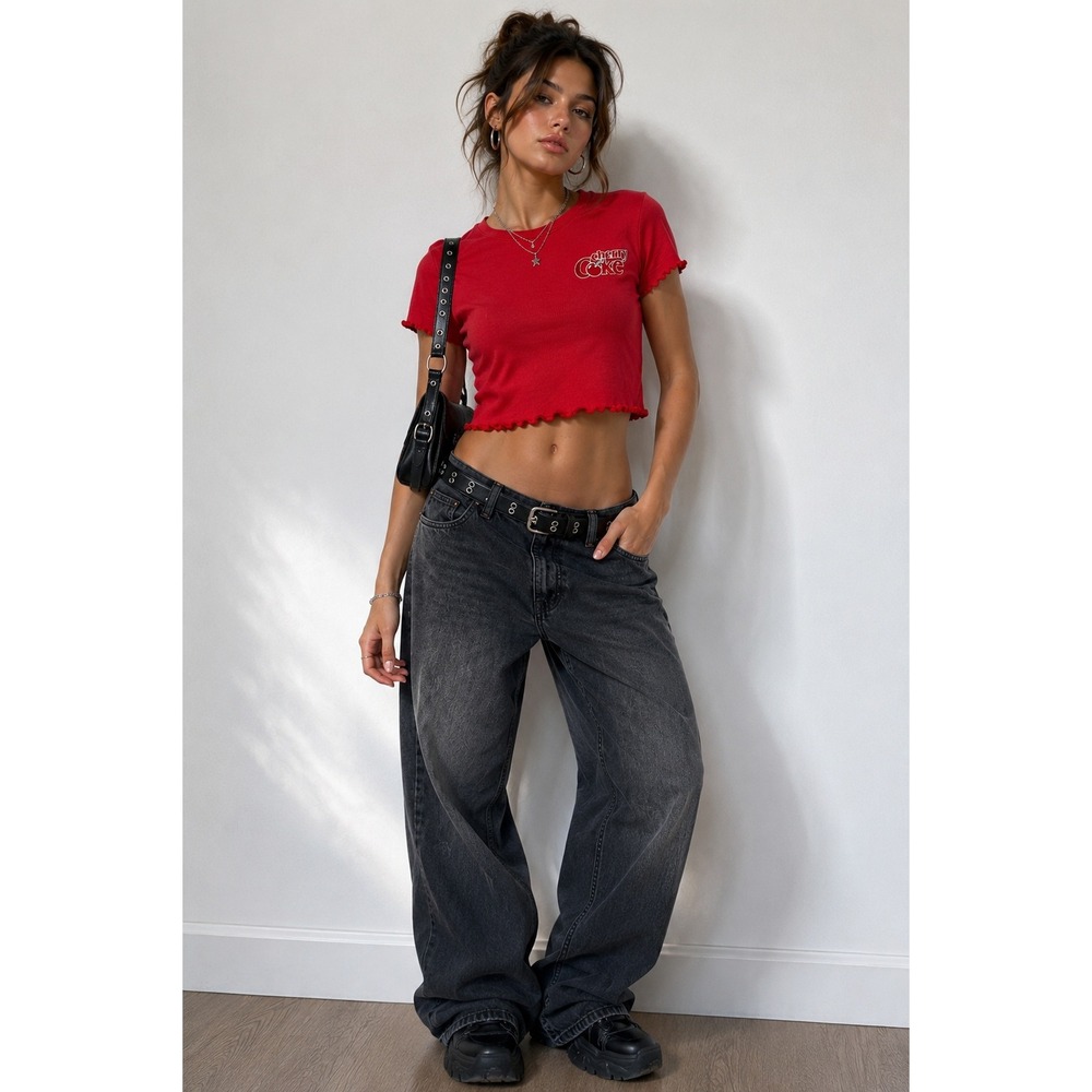 Cherry Coke Baby Tee Red Cropped Ringer Y2K Coca Cola Graphic Top Size Unknown